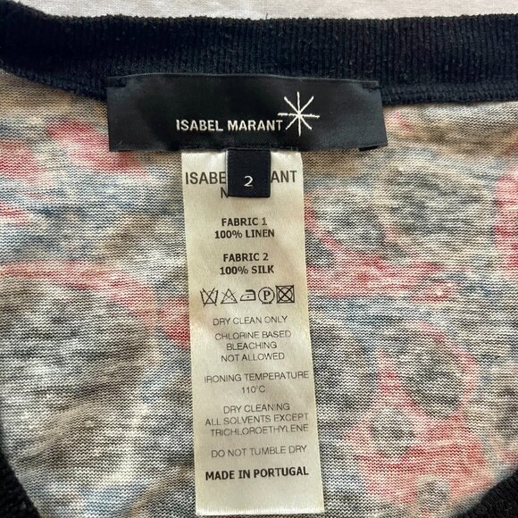 Isabel Marant Marble-Print Linen & Silk Jersey Dress - Size XS / US 2 / FR 36 - Picture 6 of 11